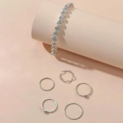 Nouvel ensemble, bracelet à anneau de queue version coréenne, bague à index ouvert, bracelet à anneau de couple pour femmes argenté