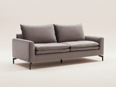 Vente-unique Driezitsbank in taupe fluweel ISENA