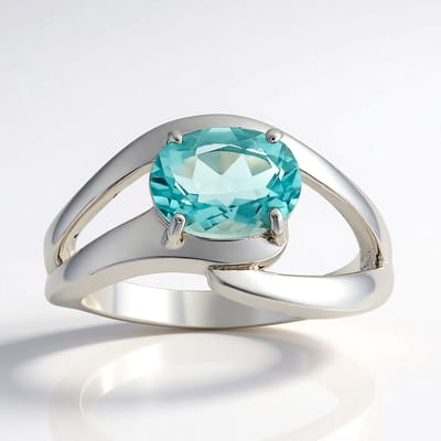 Cavill - Zilveren Ring 925 Sterling Palladium - 1,33 ct Braldu Fluoriet Ovaal - Blauwgroen Edelsteen - Stijlvol Pakistaans Sieraad