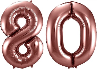 Folat Verjaardag Leeftijd folieballon - 80 jaar - rosé goud - 86 cm - cijferballon groot