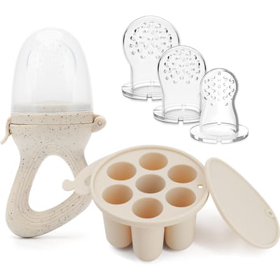 Baby Fruit Voeder Speeltje Speen met Babyvoeding Vriesbak Set Siliconen Vriesbare Speeltjes voor Fruitpurees Zelf Voeden