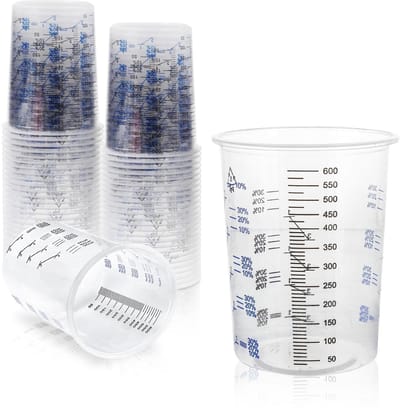 Allecto - Lakmaatbeker - Verfmengbekers - Flexibel en duurzaam - 600 ml - Kunststof maatbekers - Perfect voor verf en pigmenten - Geschikt voor kle...