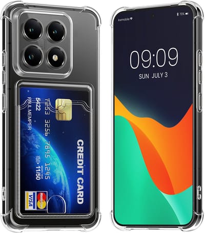kwmobile Hoesje met kaarthouder voor Xiaomi 14T - telefoonhoesje met kaartsleuf - Soft Case - beschermhoesje in transparant