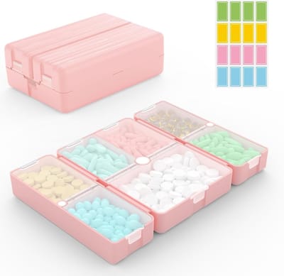 Draagbare Pillendoos voor Vitaminen, Grote Reis Pillendoos met 7 Compartimenten, Magnetische Vouwbare Medicijnbox voor Dagelijks Gebruik en Reizen