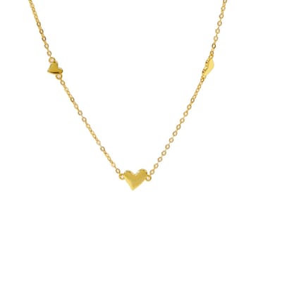 Fijne schakelketting met 3 hartjes - Goudkleurige Dames ketting - 2mm - Stainless Steel - Verguld - Roestvrijstaal