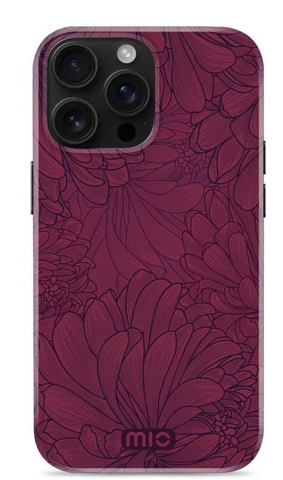 Mio by Mobilize Hoesje geschikt voor Apple iPhone 16 Pro MagSafe Telefoonhoesje Hardcase | Mio by Mobilize Backcover | Geschikt voor MagSafe | Geschikt voor Draadloos Opladen met Magnetische Ring | Geschikt voor MagSafe Case - Berry Blooms | Rood