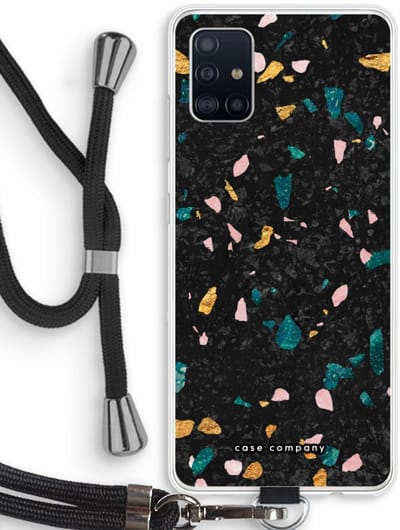Case Company® - Hoesje met koord geschikt voor Samsung Galaxy A51 4G hoesje met Koord - Terrazzo N°10 - Telefoonhoesje met Zwart Koord - Bescherming aan alle Kanten en Over de Schermrand