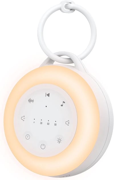 Draagbaar Witte Geluid Machine met 24 Ontspannende Geluiden en Nachtlicht voor Kinderen en Meditatie