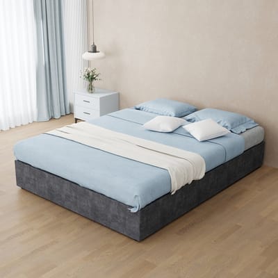 MIVRAY Bedombouw 140x200 cm - Gestoffeerd Bed Met Gaslift En Opbergruimte - Zonder Hoofdbord En Zonder Matras - Stof - Grijs