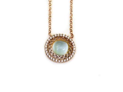 model Vintage rond collier in zilver roze verguld lichtblauw