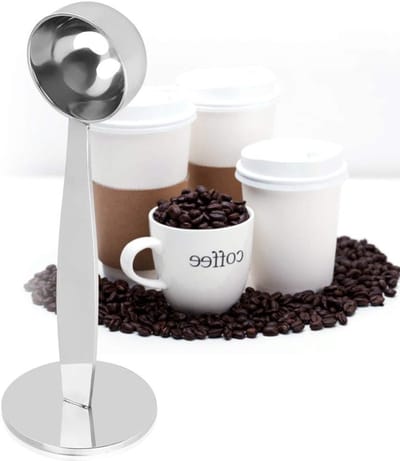 Dubbele Koffielepel 2 in 1 - Maatlepel voor Koffiebonen en Poeder, RVS Tamping Lepel voor Koffie en Melk, Perfect voor Nauwkeurige Dosering