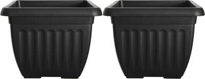 Whitefurze Buiten plantenpot/bloempot/planter - 2x - zwart - kunststof - L30 x B30 x H22 cm