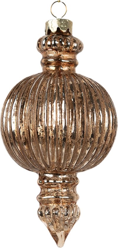 Clayre & Eef Kerstbal Overig Ø 7x14 cm Koperkleurig Glas Kerstballen