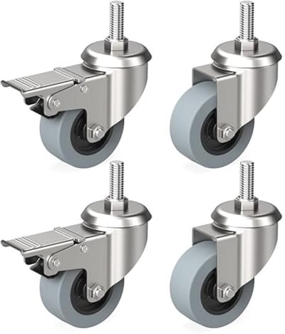 Set van 4 Zwenkwielen 50 mm met Rem - Geschikt voor Alle Vloeren - Tot 30 kg per Wiel