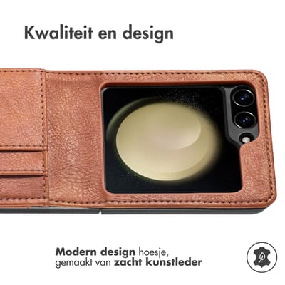 imoshion Hoesje - Geschikt voor Samsung Galaxy Z Flip 6 - Luxe Bookcase flip versie - Bruin