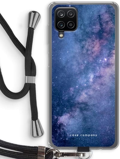 Hoesje met koord geschikt voor Samsung Galaxy A12 hoesje met Koord - Nebula - Telefoonhoesje met Zwart Koord - Bescherming aan alle Kanten en Over de Schermrand