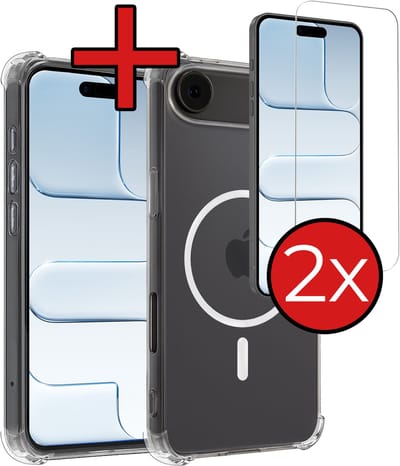 Hoesje - Met 2x Screenprotector - Geschikt voor Apple iPhone Air - Magsafe Compatible - Sterk & Shockproof - Shock Proof Case - Back Cover - Telefoon Hoes - Telefoonhoes - Transparant