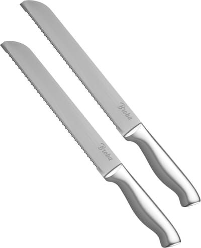 Broodmes Gekarteld Kartelmes Brood Mes 2-pack met RVS Handvat