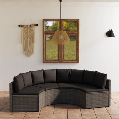 vidaXL - 4-delige - Loungeset - met - kussens - poly - rattan - grijs