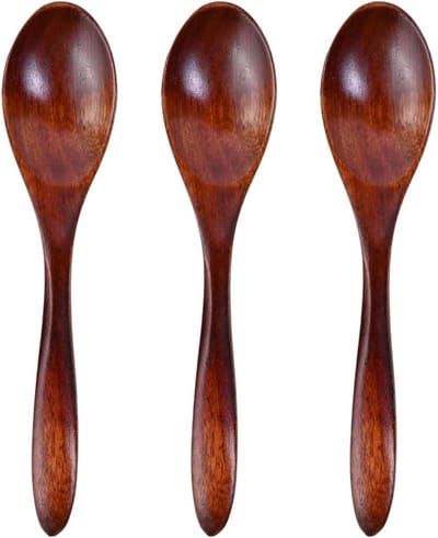 Set van 3 Houten Kooklepels 14 cm, Ideaal voor Kinderen, Soeplepel, Koffielepel en Honinglepel voor Porridge