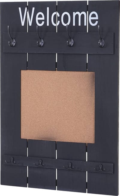 Wandgarderobe MCW-C89 met prikbord, garderobe paneel, shabby look vintage, 8 haken 91x60cm ~ donkergrijs, shabby