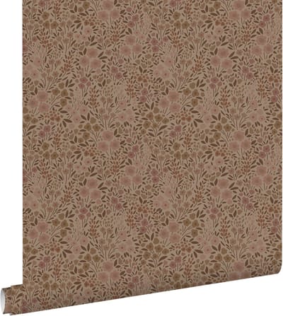 ESTAhome behang bloemetjes donker terracotta roze - 53 cm x 10.05 m - 131231
