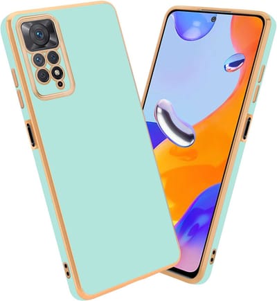 Cadorabo Hoesje geschikt voor Xiaomi RedMi NOTE 11 PRO 4G / 5G in Glossy Mintgroen - Goud - Beschermhoes Case Cover van flexibel TPU-silicone en met camerabescherming