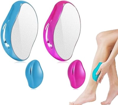Ontharing zonder scheren, pijnloze haarverwijderaar, draagbare kristallen haarverwijderaar, voor achterarmen, benen (blauw en roze)
