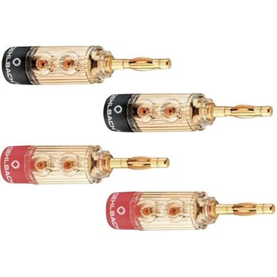 Oehlbach 3030 Luidsprekerconnector Stekker, recht Goud, Rood, Zwart 4 stuk(s) Piece
