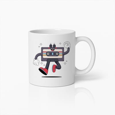 Retro Dansende Cassetteband Mok – Vintage Muziekliefhebber Koffiebeker