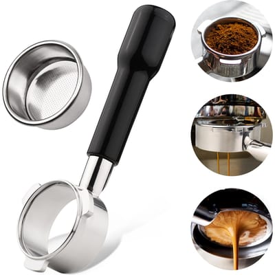54mm 3 Oren Roestvrij Staal Bodemloze Naakte Portafilter Houten Koffie Handvat Kop Filter Mand Plastic material zwart