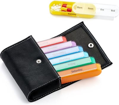 Pillendoos - Medicijnen doosje - Medicatie ordenen - Pillen doos - Weekplanner pillen - 7 dagen met vier vakken - Pill box - 28 compartimenten - Medicijn organiser - Uitneembare vakken en etui - Jonyx