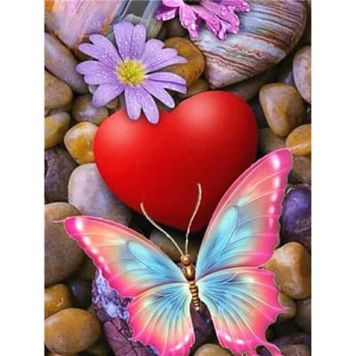 5D Diamond schilderij bloem roos vlinder kruissteek diamant borduurwerk 20X30CM red