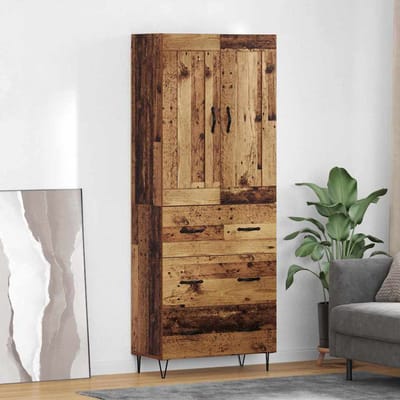 vidaXL - Highboard - Oud - Hout - 69,5 - x - 34 - x - 180 - cm - Bewerkt - hout