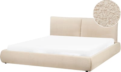 VINAY - Tweepersoonsbed - Lichtbeige - 180 x 200 cm - Bouclé
