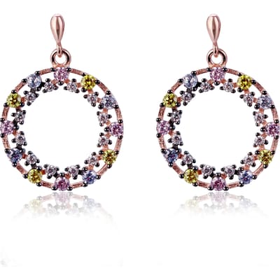Orphelia ZO-7464 - Oorhangers Pastel Circle - Zilver 925 Rosé - Zirkonia - 2,5 cm