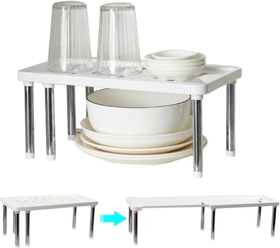 Dailygoods- Keukenrek Uitbreidbaar - Organizer - Kastinzet - Opbergrek Kunststof - Flexibel Ontwerp - Stevige Kwaliteit