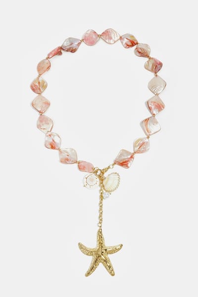 Ketting met kralen van Zeeschelpen En Zeester - Verkleurt Niet - Cadeau - Goudlief