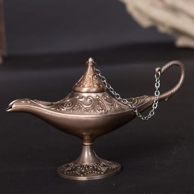 12 cm(4,7 )Klassiek Zeldzaam Holle Legende Aladdin Magische Geest Lampen Rookwaren Branders Retro Wens Olie Lamp Huisdecoratie Cadeau black