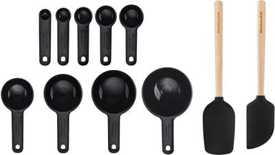 Bakgerei Set, 11-Delig, Zwart, Bamboe, Siliconen, Hittebestendig - KitchenAid