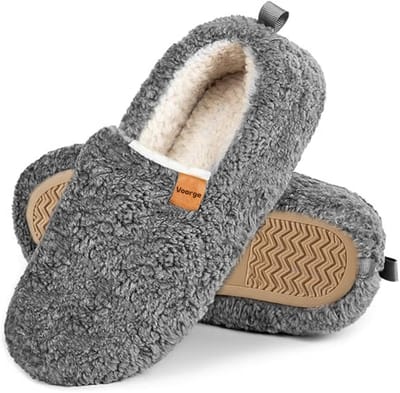 Allecto - Warme winterpantoffels voor dames - Kunstwol, Traagschuim, Sluitend - Grijs - Maat 38-39