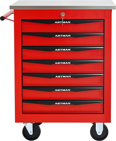 Metalen Gereedschapskast - 75 × 42 × 88 cm - Stabil met Rollen - Staal - Zwart Grijs