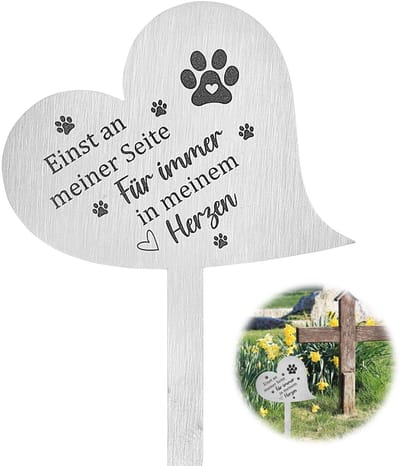 Dailygoods- Grafdecoratie Weerbestendig - Metalen Hart met Poot - Gedenkartikelen - Graf Versiering - Graf Decoratie - Herinnering aan Rouw - Grafsteenaccessoire