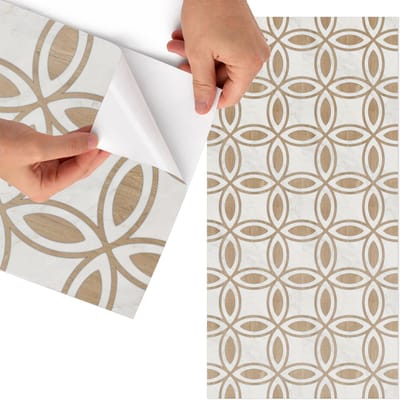 Tulup Meubelfolie - Geometrische patronen Wrapfolie Keuken - 65x130 cm - Beige Meubelfolie - Plakfolie Meubels - Geometrische Meubelfolie - Decoratiefolie Zelfklevend - Slaapkamer decoratie - Achtergronden en patronen