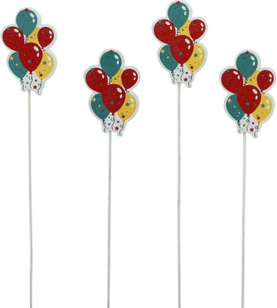 Bloemplugboeket decoratieve taarttopper ballonnen kleurrijk 26cm 15 st
