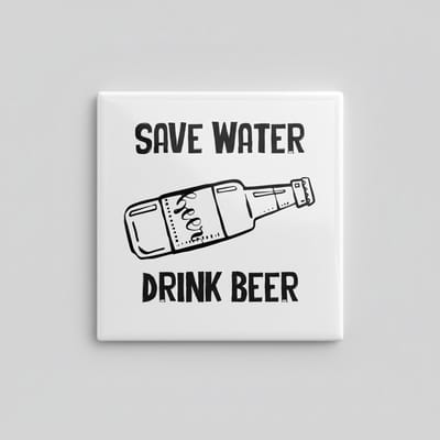 Save Water Drink Beer Tegel 15x15 cm – Grappige Bier Quote Keramische Decoratieve Tegel voor Keuken & Bar