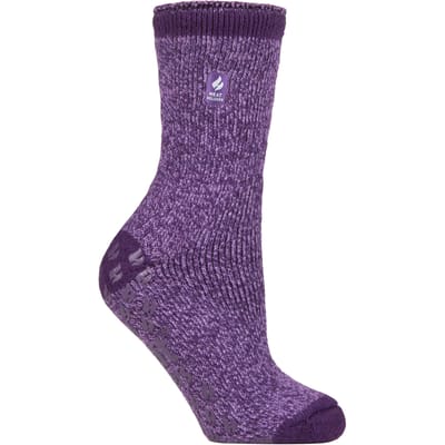 Heat Holders Dames Winter Thermische Slipper Sokken - Paars (Florence)