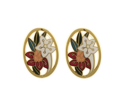 Behave - Oorknoppen goudkleur met bloemen - Retro sieraden