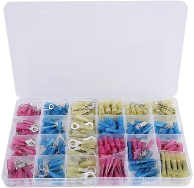 Dailygoods - Heat Shrink Connectors - Elektrische Verbindingen - 240 Stuks - Assortiment Voor Garagewerk - Rood en Blauw - Geschikt Voor Auto's en Mot...
