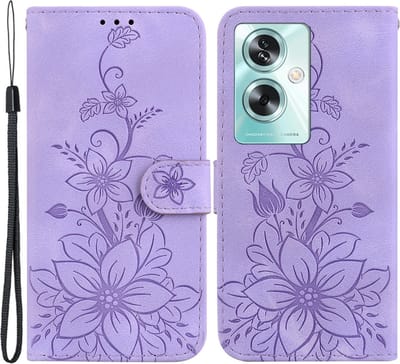 Coverup Hoesje - Geschikt voor OPPO A79 5G Hoesje - Coverup Bloemen Book Case - Paars